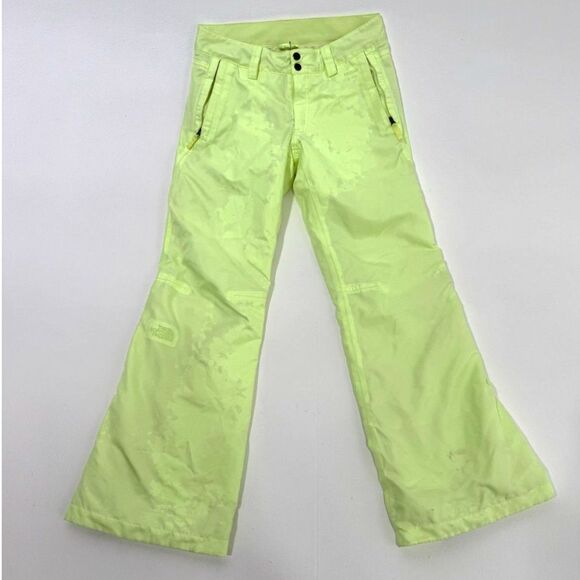 The North Face, neon lime snow pant, lightly lined - Picture 1 of 8